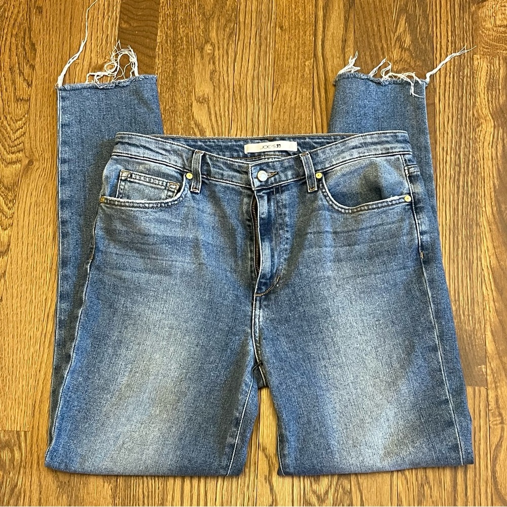 Joe’s Jeans High Rise Skinny Ankle Wheaton Raw Hem Blue Denim 30 EUC